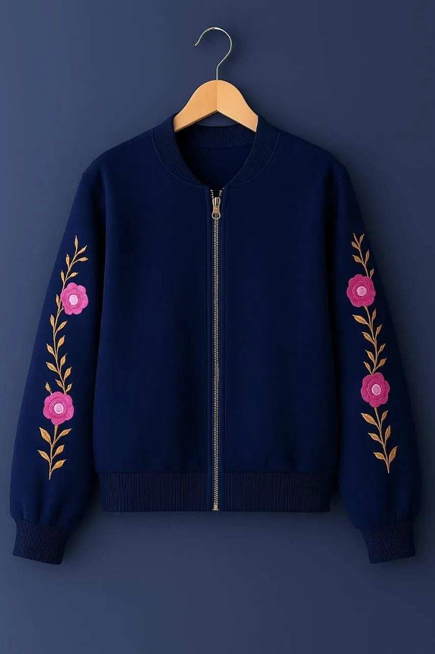 Women's Stitched Fleece Printed Jacket