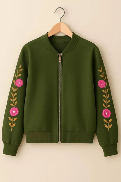 Women's Stitched Fleece Printed Jacket