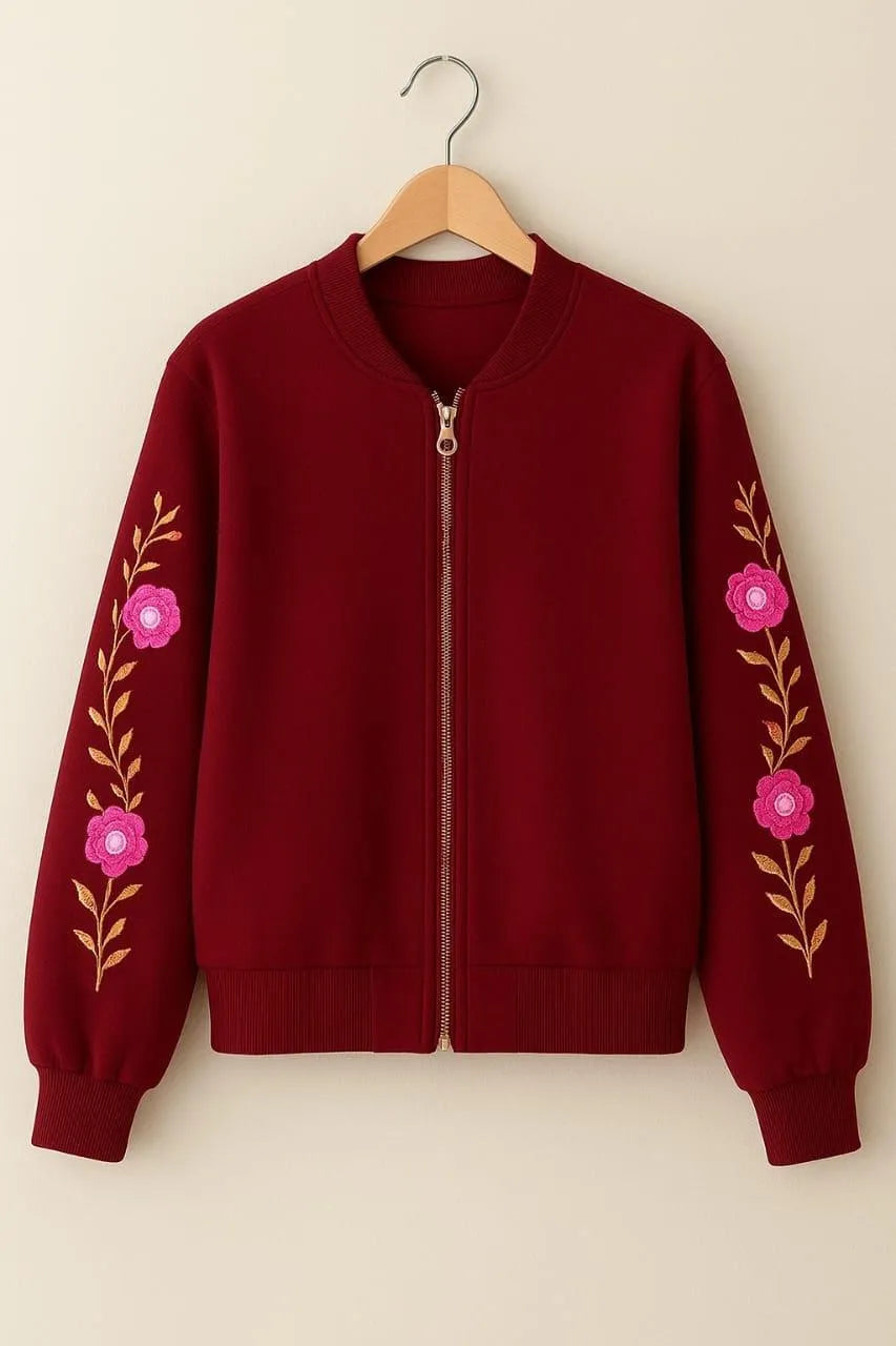 Women's Stitched Fleece Printed Jacket